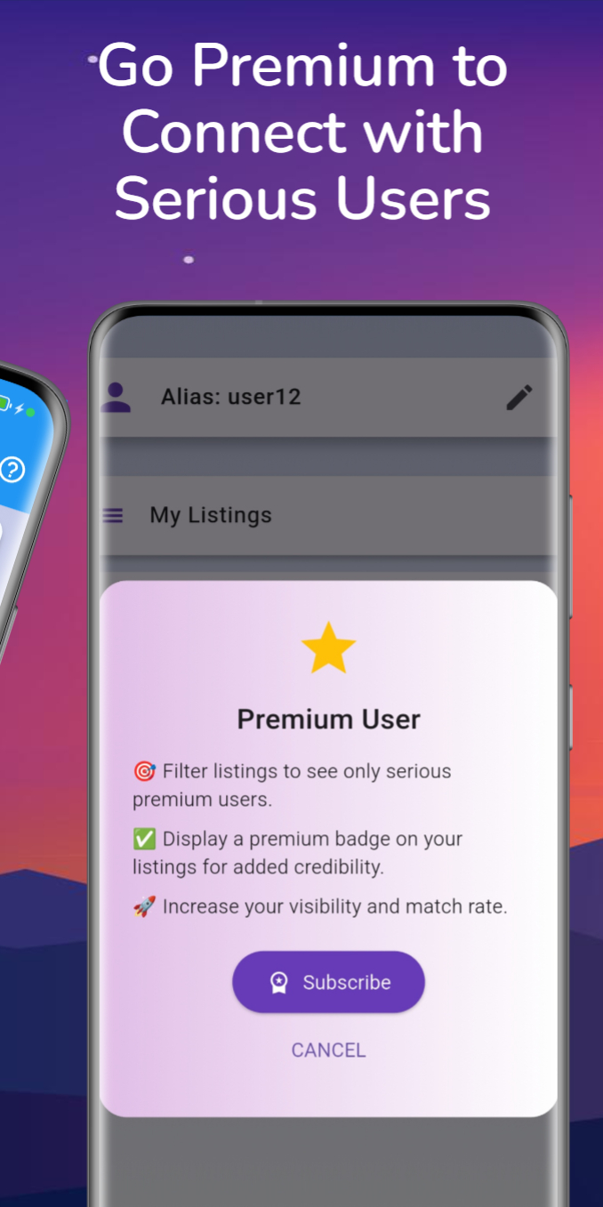 Go premium to connect with serious users