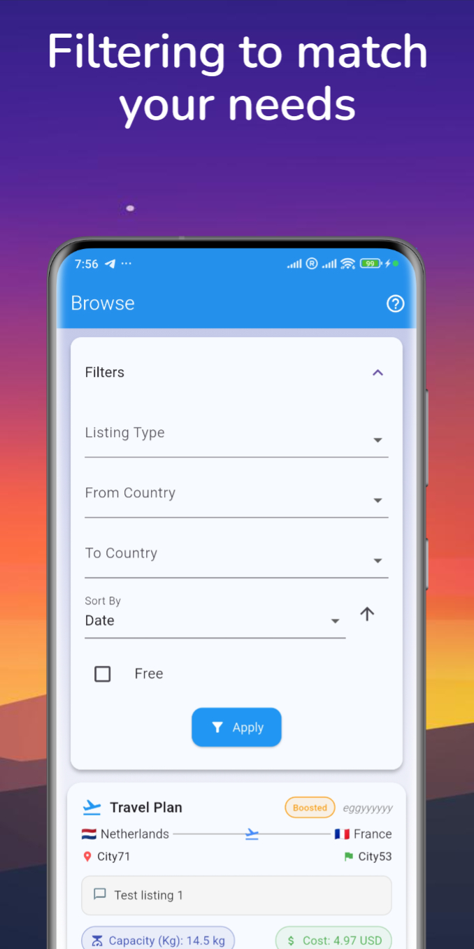 Browse listings and filter
